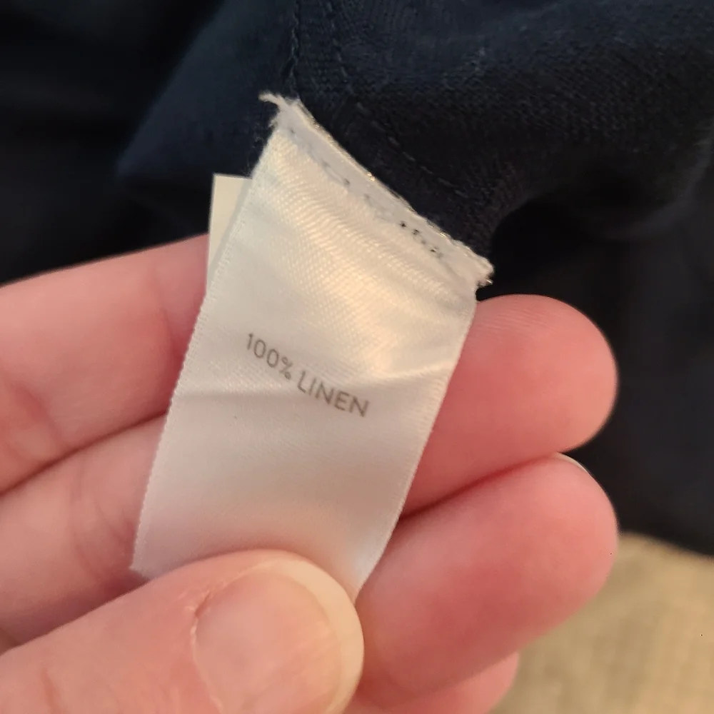 J.Jill Love Linen Navy Blue Tie Front Button Down Collared Tank Midi Dress - Picture 9 of 9